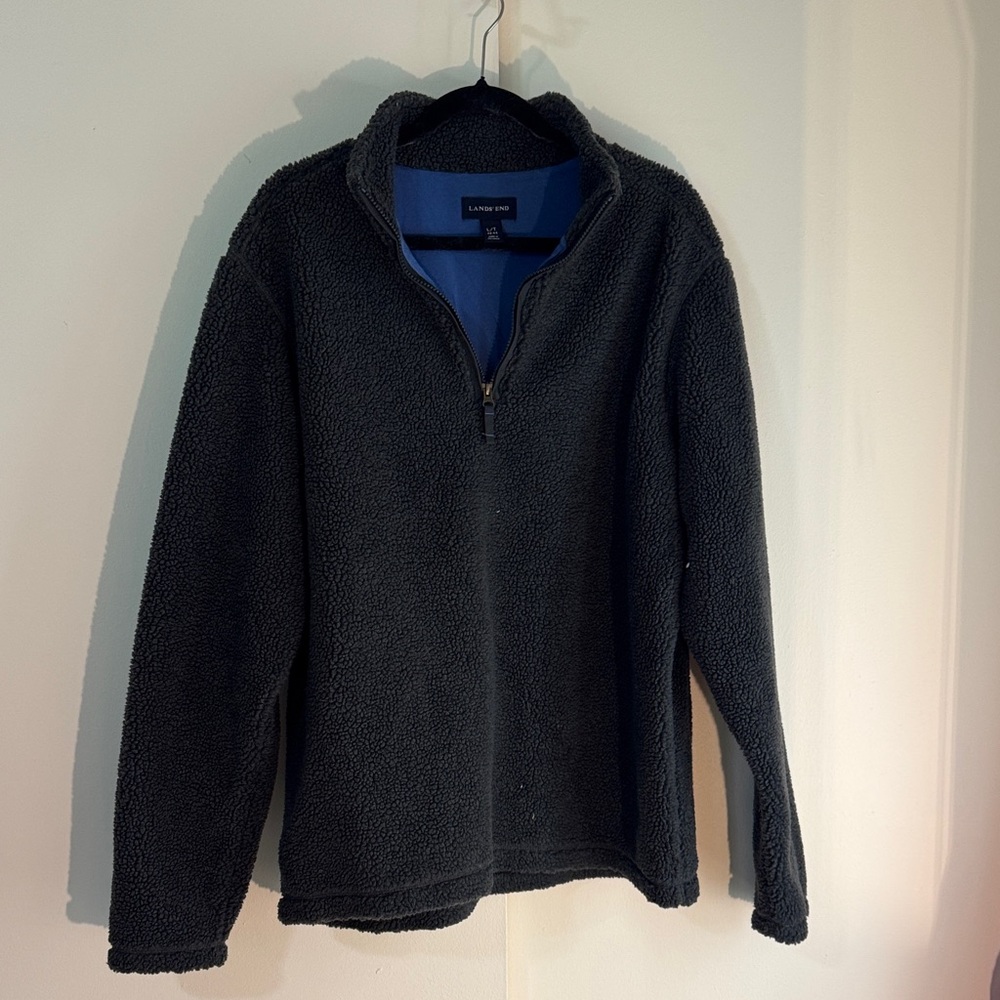 Lands' End Charcoal Fleece Quarter-Zip Pullover